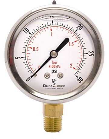 SS316 DELTA Pressure Gauge, Dial size 4"(100mm), Range: 0 to 21kg/cm2, Connection 1/2" BSP(M)