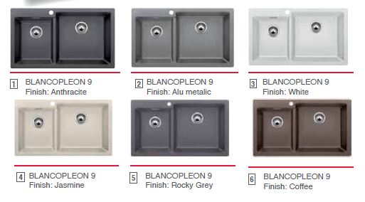 Pleon 9 Double Bowl Sink without Drain Board Collection 860x500x220, 450x430, 316x390 Anthracite Sink