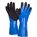 NBR FOAM COATED GAUNTLET FLARE CUFF WITH CUT LEVEL B - BLUE AND BLACK SIZE L