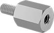 MALE-FEMALE THREADED HEX STANDOFF ALUMINUM, 1/4"HEX SIZE,1/2"L,6-32 THREAD