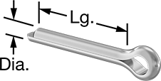 316 STAINLESS STEEL COTTER PIN 1/4" DIAMETER, 2" LONG (Pack of 5 Each)