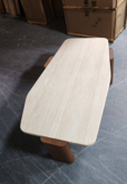 Cofee Table 130*70*37cm (Oak Veneered Solid Wood Legs and Artificial Travertine Marble)
