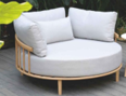 Outdoor Sofa 120x120x62CM ( Aluminum alloy with wood grain  finish + highdensity foam cushion + outdoor water repellent fabric)